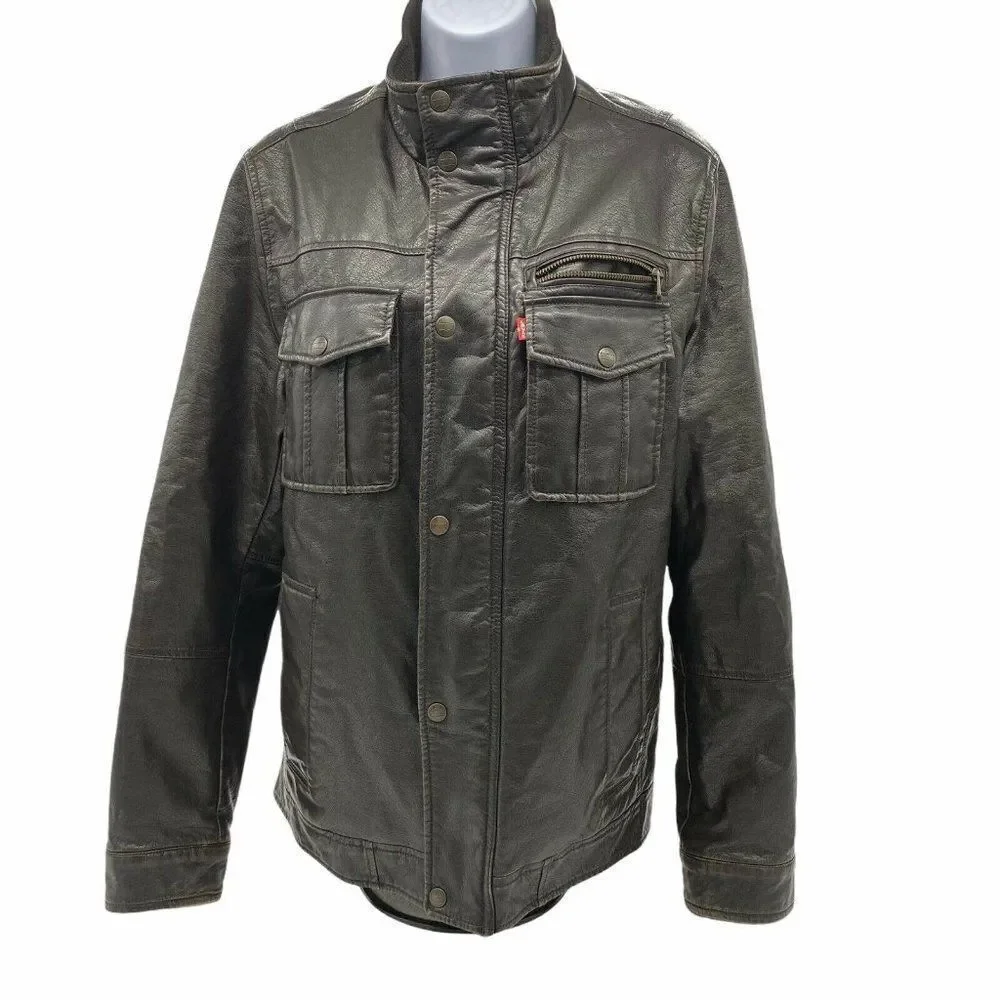 Levis Dark Brown Polyurethane Faux Fur Lining Bomb